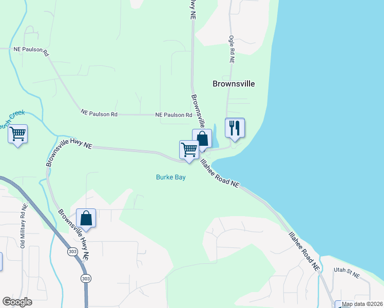 map of restaurants, bars, coffee shops, grocery stores, and more near 2221 Hilstad Road Northeast in Bremerton