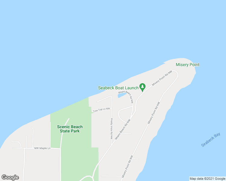 map of restaurants, bars, coffee shops, grocery stores, and more near 9901 Miami Beach Rd NW in Seabeck