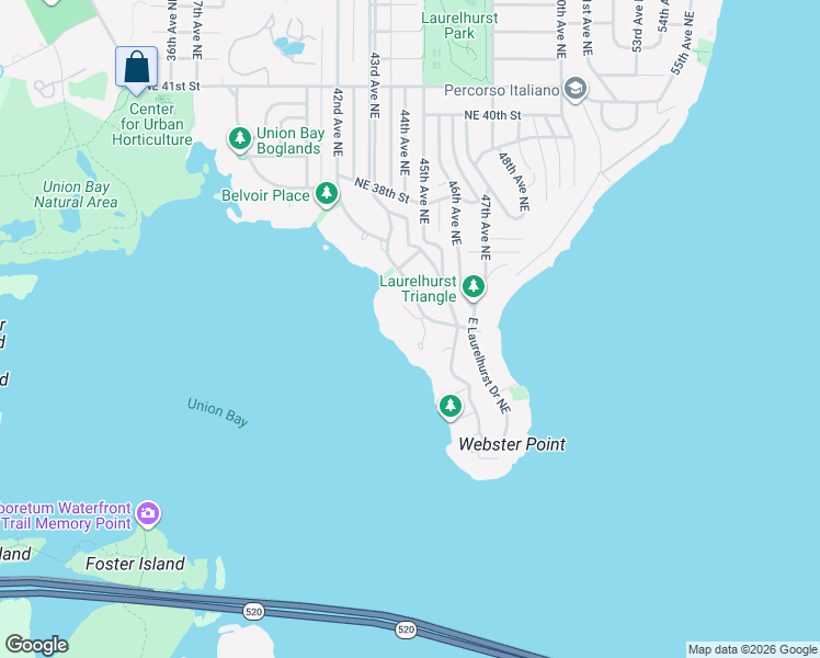 map of restaurants, bars, coffee shops, grocery stores, and more near 4223 Northeast 33rd Street in Seattle