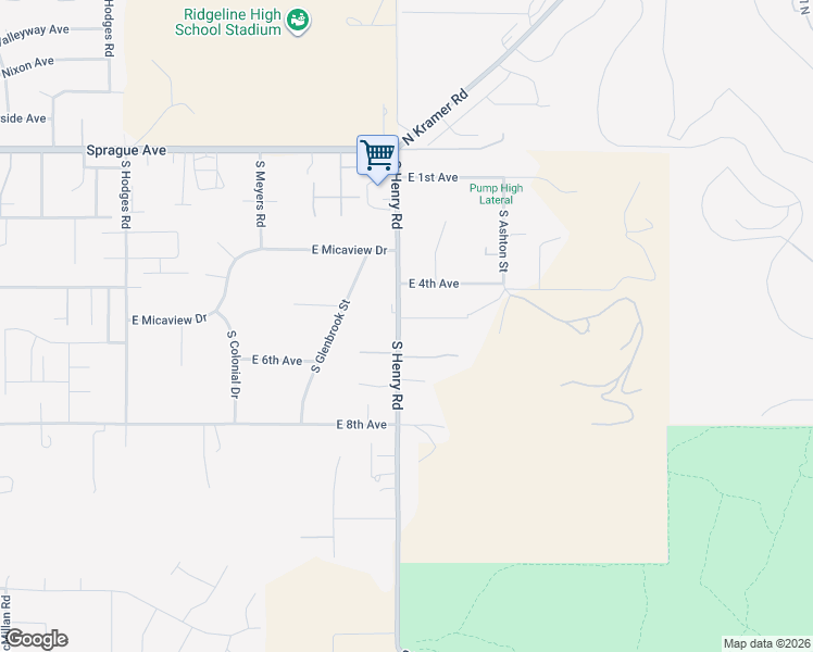 map of restaurants, bars, coffee shops, grocery stores, and more near 20304 East Cloverdale Court in Spokane County
