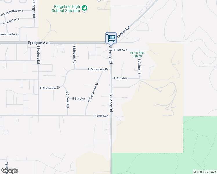 map of restaurants, bars, coffee shops, grocery stores, and more near 20304 East Cloverdale Court in Spokane County