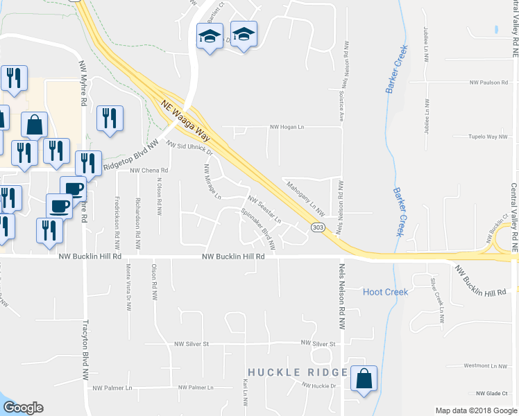 map of restaurants, bars, coffee shops, grocery stores, and more near 1202 Northwest Seastar Lane in Silverdale