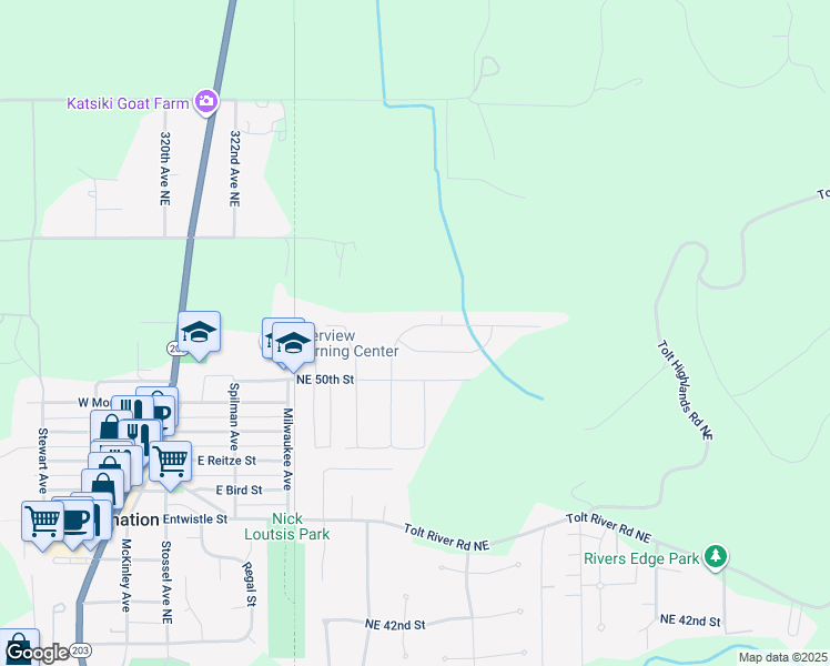 map of restaurants, bars, coffee shops, grocery stores, and more near 32721 Northeast 52nd Street in Carnation