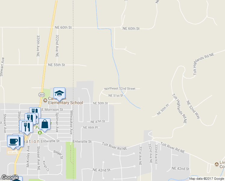 map of restaurants, bars, coffee shops, grocery stores, and more near 32721 Northeast 52nd Street in Carnation