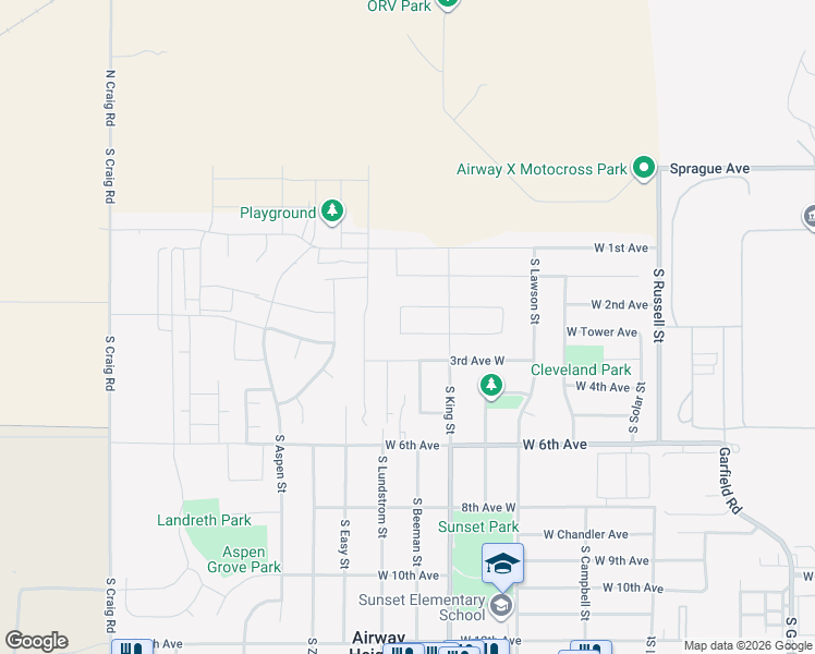 map of restaurants, bars, coffee shops, grocery stores, and more near 202 South Beeman Street in Airway Heights