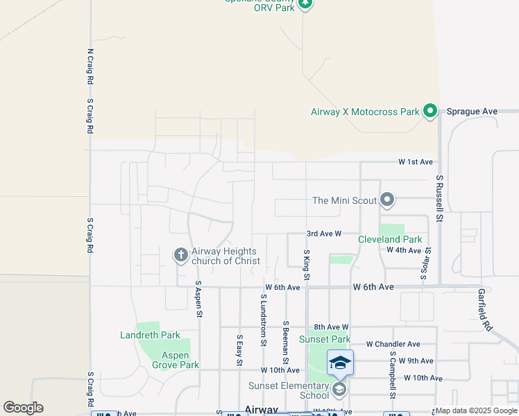 map of restaurants, bars, coffee shops, grocery stores, and more near 301 South Molly Mitchell Drive in Airway Heights