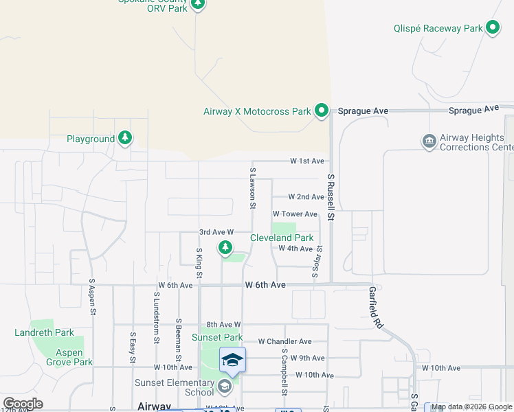 map of restaurants, bars, coffee shops, grocery stores, and more near 208 South Campbell Street in Airway Heights