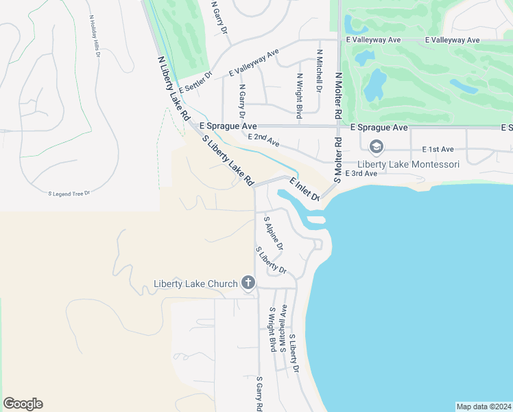 map of restaurants, bars, coffee shops, grocery stores, and more near 311 South Shoreline Drive in Liberty Lake