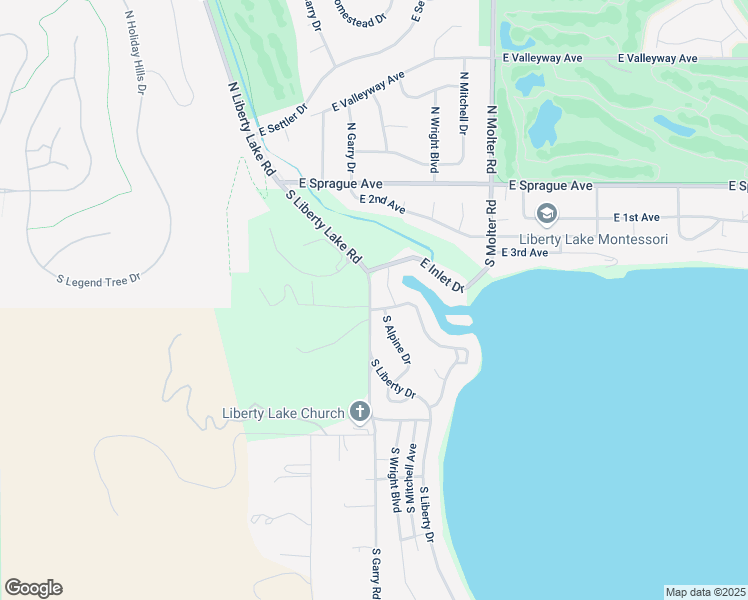 map of restaurants, bars, coffee shops, grocery stores, and more near 317 South Shoreline Drive in Liberty Lake