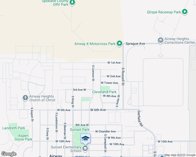 map of restaurants, bars, coffee shops, grocery stores, and more near 208 South Campbell Street in Airway Heights