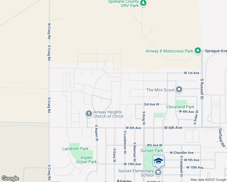 map of restaurants, bars, coffee shops, grocery stores, and more near 301 South Molly Mitchell Drive in Airway Heights