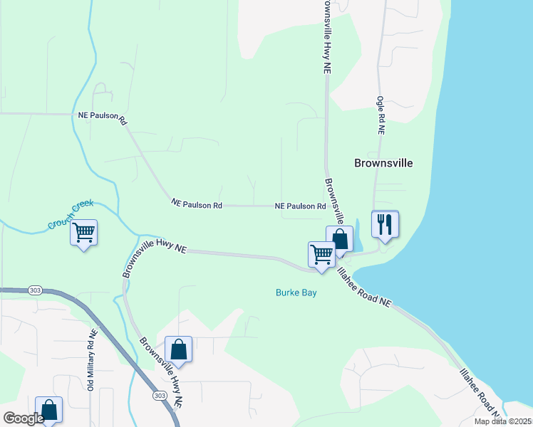 map of restaurants, bars, coffee shops, grocery stores, and more near 1973 Northeast Paulson Road in Poulsbo