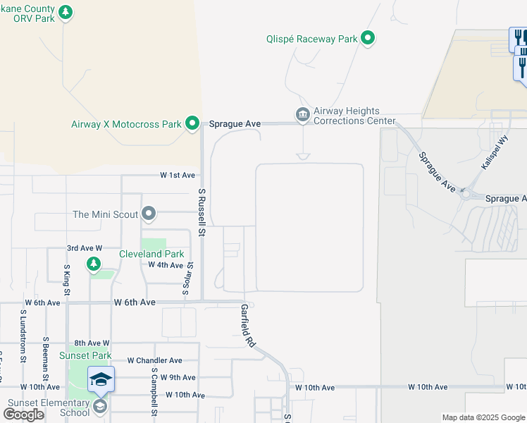 map of restaurants, bars, coffee shops, grocery stores, and more near 11919 Sprague Avenue in Airway Heights