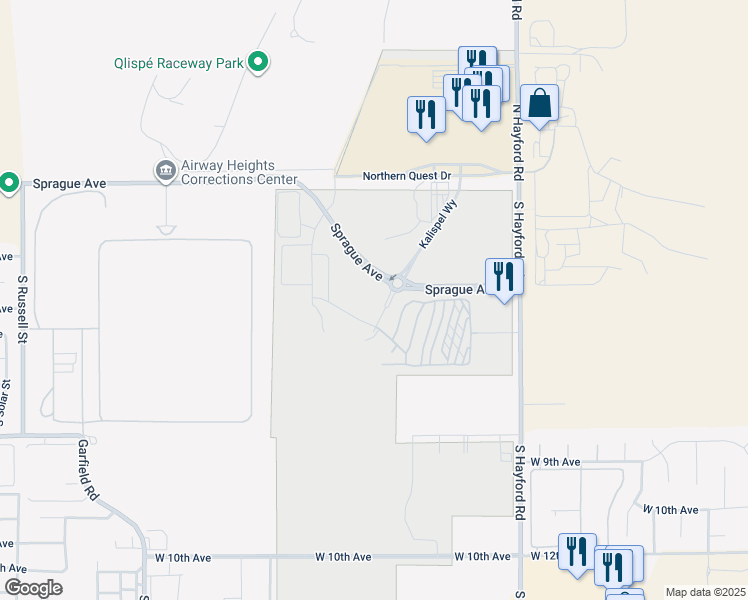 map of restaurants, bars, coffee shops, grocery stores, and more near 304 South Kalispel Way in Airway Heights