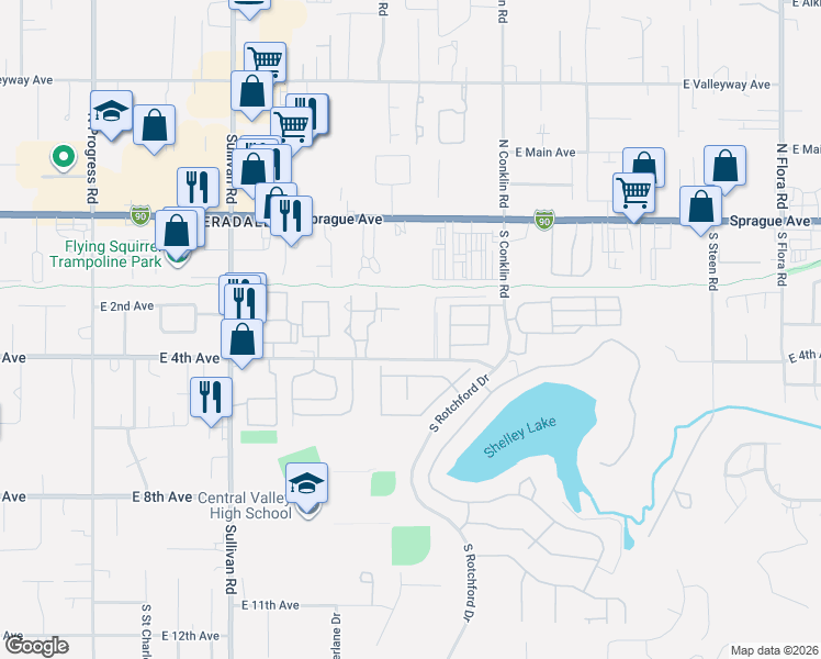 map of restaurants, bars, coffee shops, grocery stores, and more near 15913 East 4th Avenue in Spokane Valley