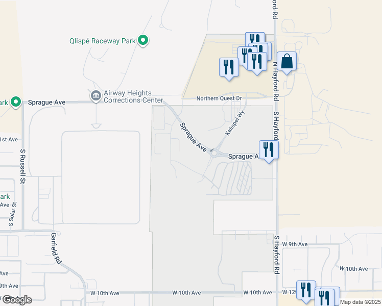 map of restaurants, bars, coffee shops, grocery stores, and more near 202 Industry Drive in Airway Heights