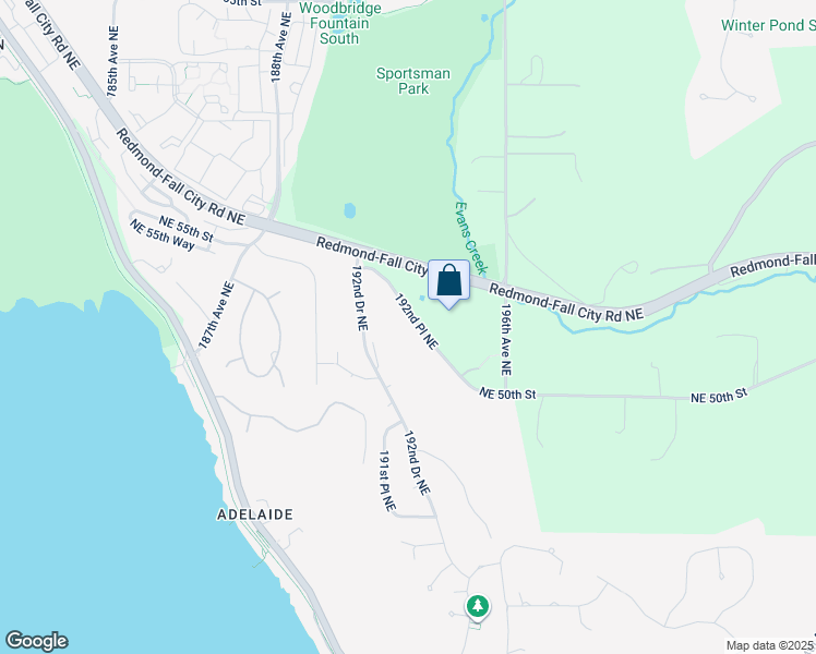 map of restaurants, bars, coffee shops, grocery stores, and more near 5304 192nd Place Northeast in Redmond