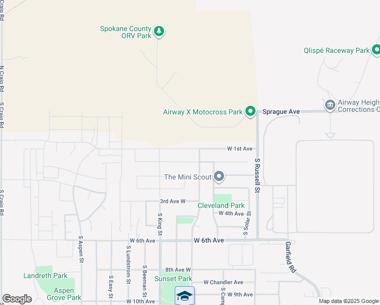 map of restaurants, bars, coffee shops, grocery stores, and more near 12813 West 1st Avenue in Airway Heights