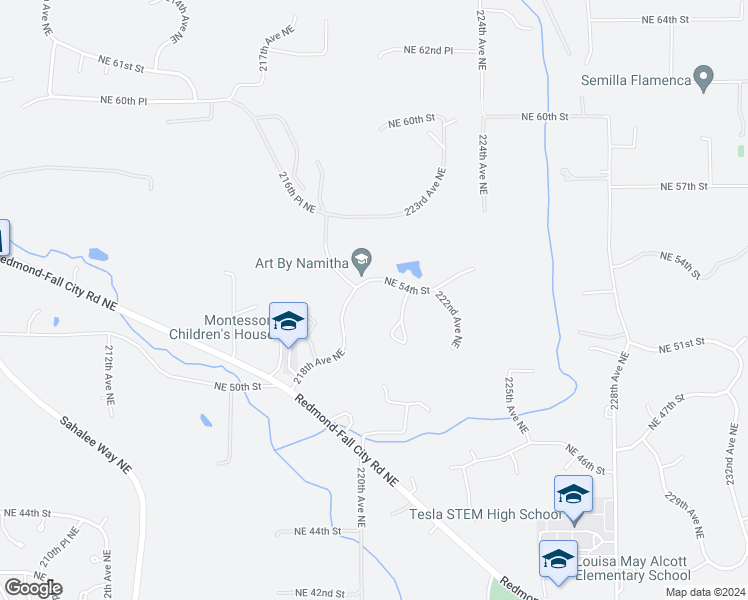 map of restaurants, bars, coffee shops, grocery stores, and more near 21909 Northeast 54th Street in Redmond