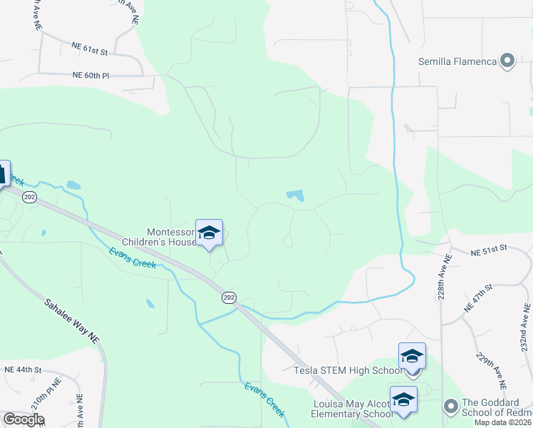 map of restaurants, bars, coffee shops, grocery stores, and more near 21909 Northeast 54th Street in Redmond