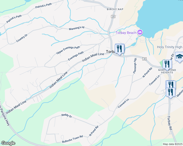 map of restaurants, bars, coffee shops, grocery stores, and more near 17 Riverdale Drive in Torbay