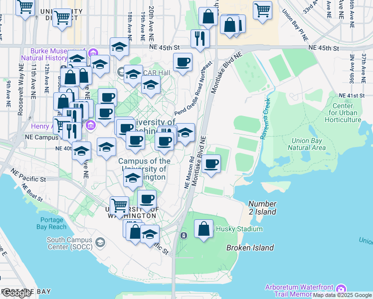 map of restaurants, bars, coffee shops, grocery stores, and more near 4006 Mason Road in Seattle