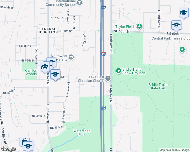 map of restaurants, bars, coffee shops, grocery stores, and more near 5225 114th Avenue Northeast in Kirkland