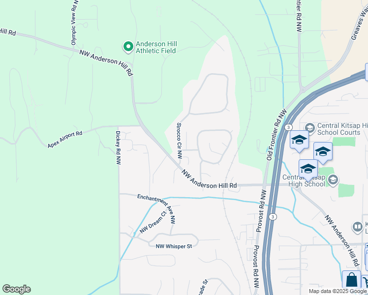 map of restaurants, bars, coffee shops, grocery stores, and more near 4700 Northwest Wilkes Street in Silverdale