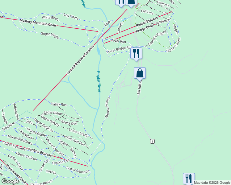 map of restaurants, bars, coffee shops, grocery stores, and more near 533 Moose Mountain Drive in Lutsen