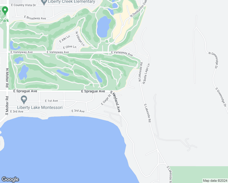 map of restaurants, bars, coffee shops, grocery stores, and more near 103 South Neyland Avenue in Liberty Lake