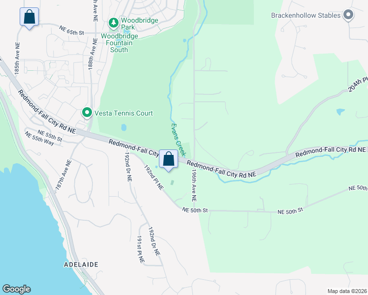 map of restaurants, bars, coffee shops, grocery stores, and more near 19615 Northeast 55th Place in Redmond