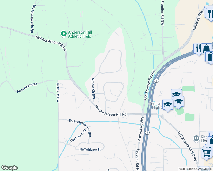 map of restaurants, bars, coffee shops, grocery stores, and more near 10172 Ashley Circle Northwest in Silverdale