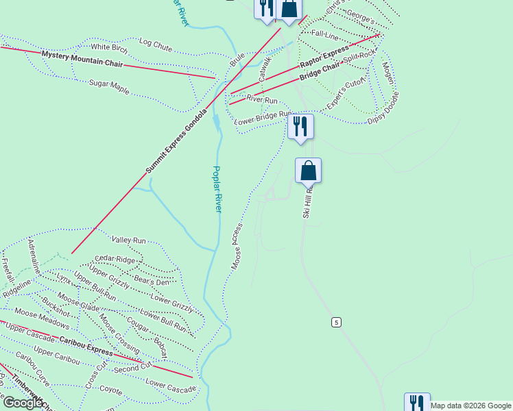 map of restaurants, bars, coffee shops, grocery stores, and more near 533 Moose Mountain Drive in Lutsen