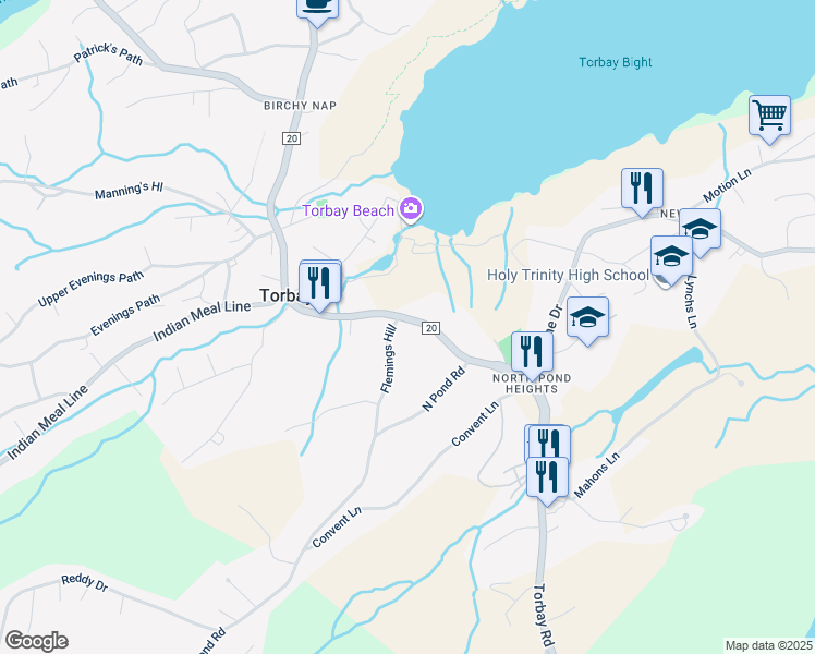 map of restaurants, bars, coffee shops, grocery stores, and more near 1359 Torbay Road in Torbay