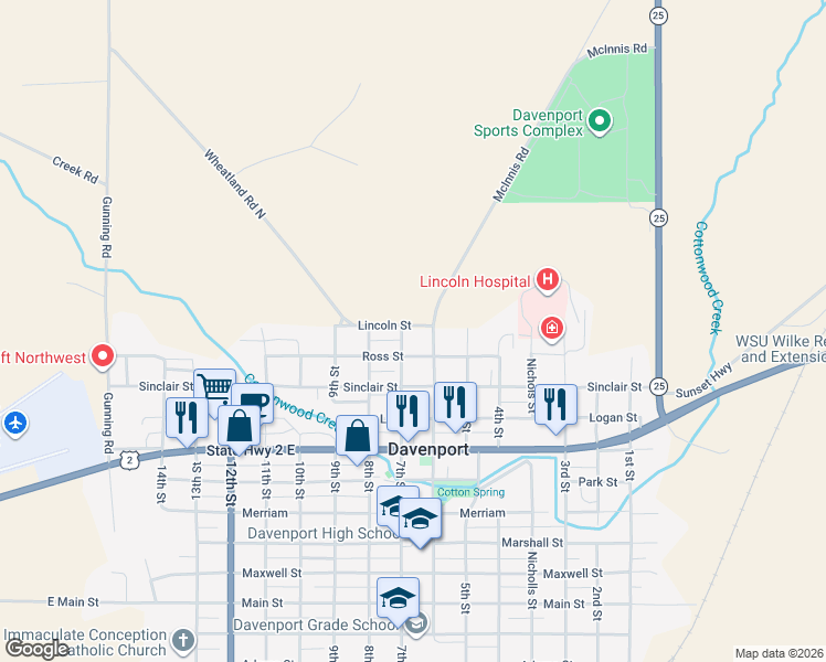 map of restaurants, bars, coffee shops, grocery stores, and more near 607 Ross Street in Davenport