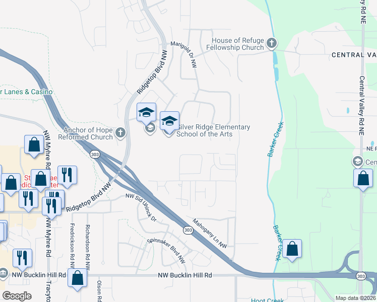 map of restaurants, bars, coffee shops, grocery stores, and more near 10211 Ramble Drive Northwest in Bremerton