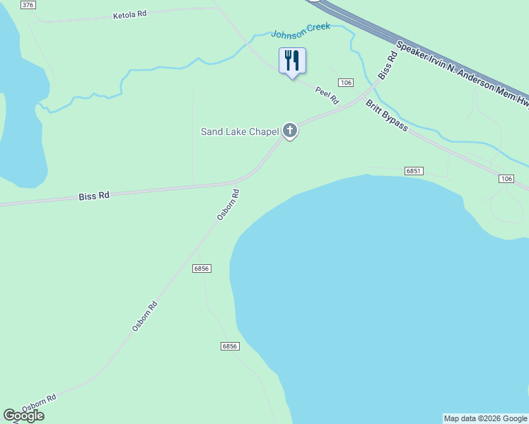 map of restaurants, bars, coffee shops, grocery stores, and more near 9070 Biss Road in Britt