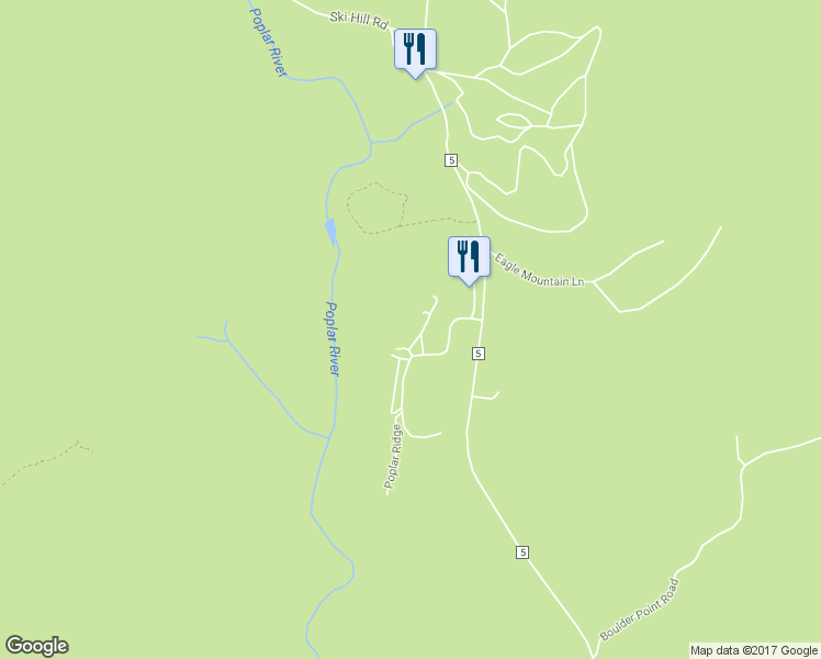 map of restaurants, bars, coffee shops, grocery stores, and more near 517 Moose Mountain Drive in Lutsen