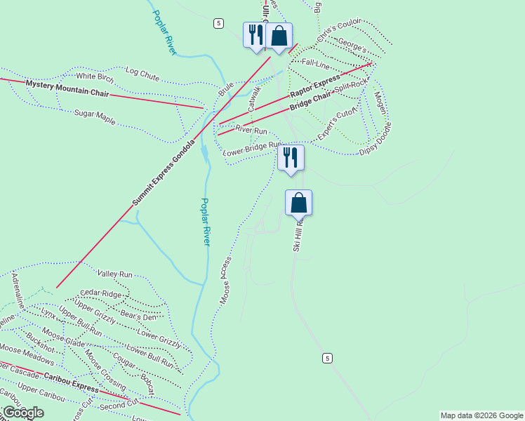 map of restaurants, bars, coffee shops, grocery stores, and more near 508 Moose Mountain Drive in Lutsen
