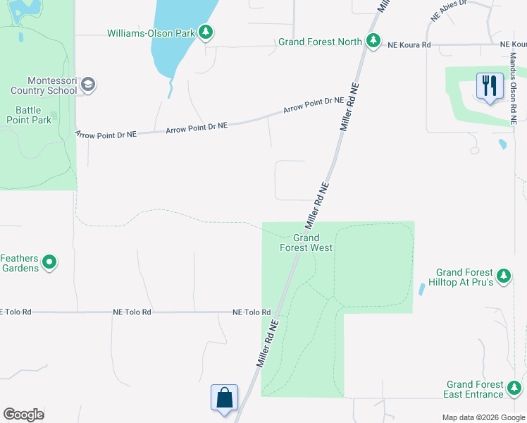 map of restaurants, bars, coffee shops, grocery stores, and more near 6518 Justin Court Northeast in Bainbridge Island