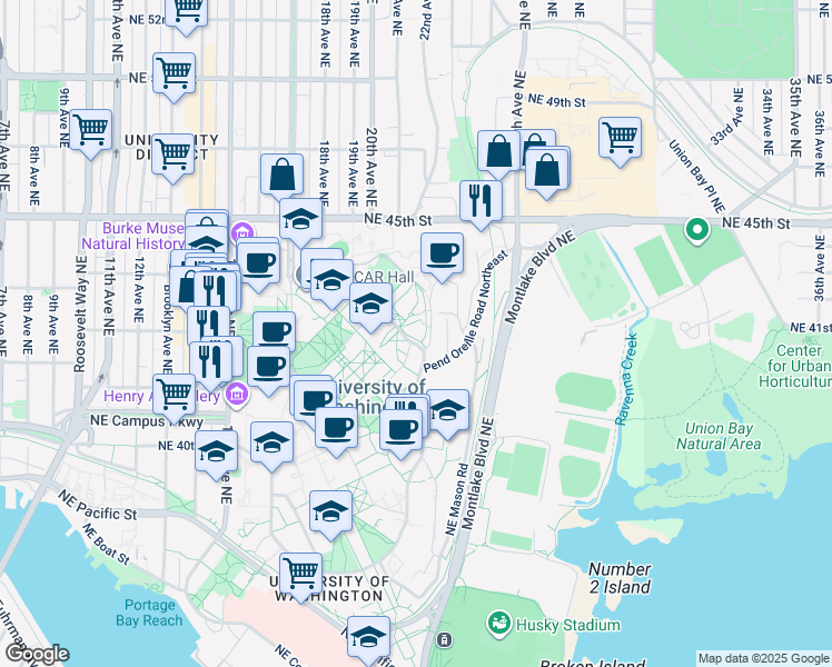 map of restaurants, bars, coffee shops, grocery stores, and more near 4249 Whitman Court in Seattle