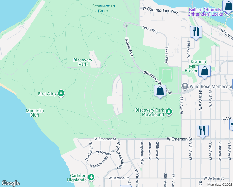 map of restaurants, bars, coffee shops, grocery stores, and more near 670 Washington Avenue in Seattle