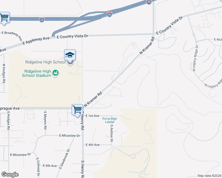 map of restaurants, bars, coffee shops, grocery stores, and more near N Henry Rd in Liberty Lake