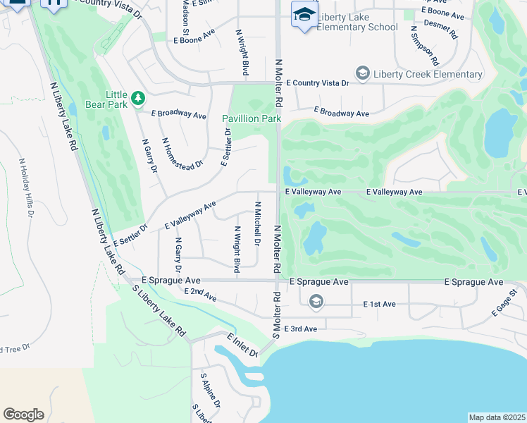 map of restaurants, bars, coffee shops, grocery stores, and more near 305 North Molter Road in Liberty Lake