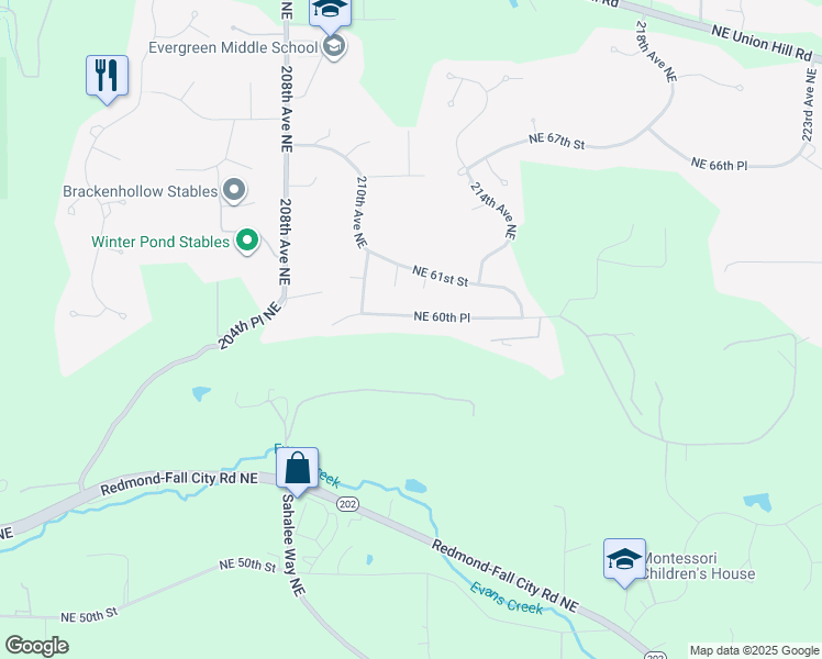 map of restaurants, bars, coffee shops, grocery stores, and more near 21120 Northeast 60th Place in Redmond