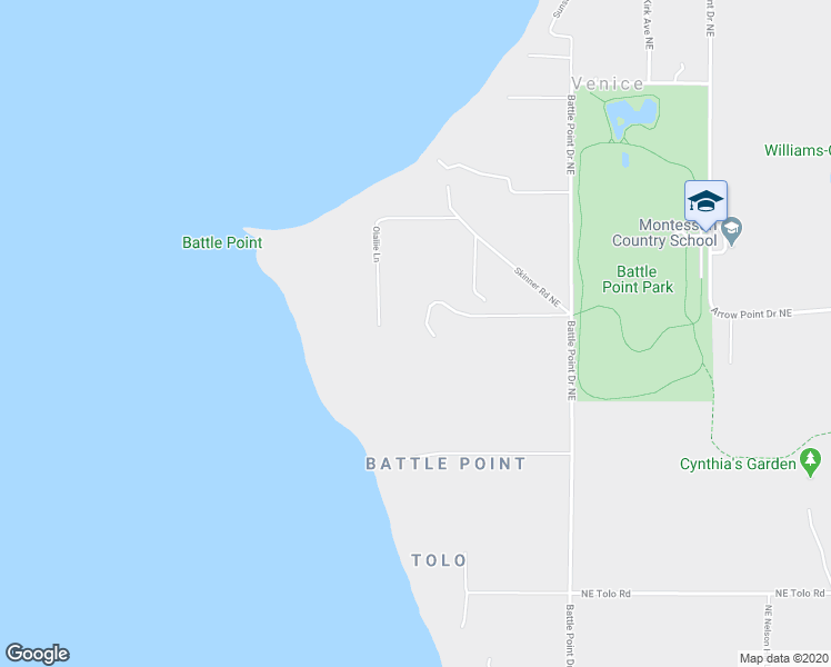 map of restaurants, bars, coffee shops, grocery stores, and more near 4491 Northeast North Tolo Road in Bainbridge Island