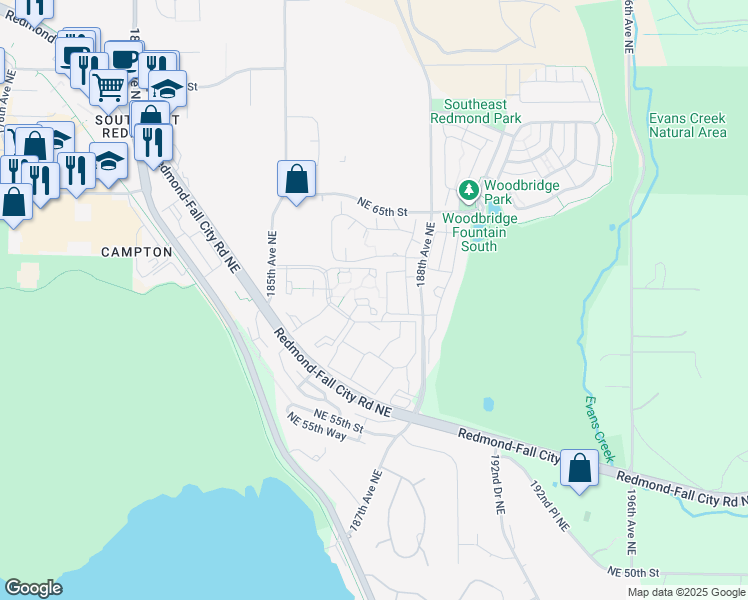 map of restaurants, bars, coffee shops, grocery stores, and more near 18760 Northeast 59th Court in Redmond