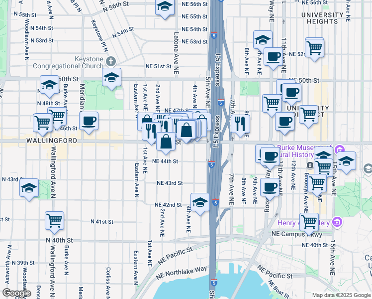 map of restaurants, bars, coffee shops, grocery stores, and more near 4422 Latona Avenue Northeast in Seattle