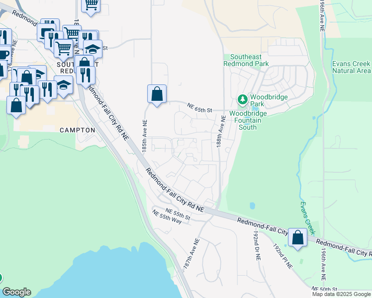 map of restaurants, bars, coffee shops, grocery stores, and more near F1044 Northeast 59th Court in Redmond
