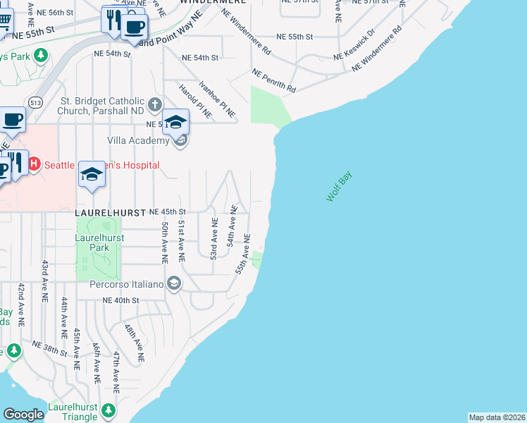 map of restaurants, bars, coffee shops, grocery stores, and more near in Seattle